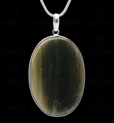 Creek Jasper Gemstone Studded Pendant In.925 Silver Overlay GP3991