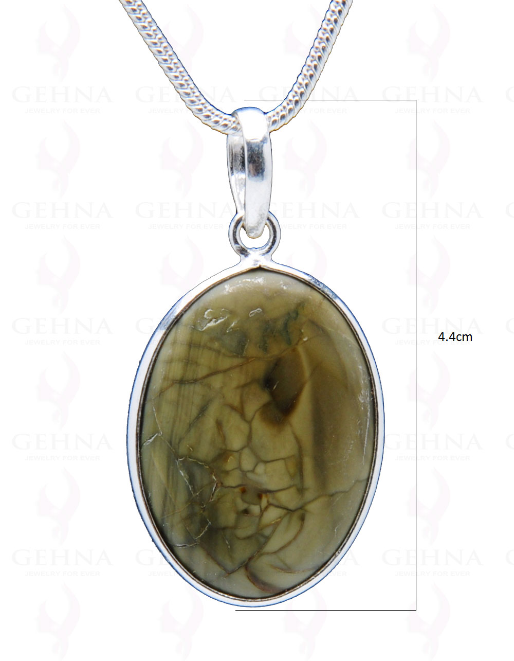 Green Creek Jasper Gemstone Studded Pendant In.925 Silver Overlay GP3993