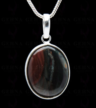 Jasper Gemstone Studded Pendant In.925 Silver Overlay GP3997