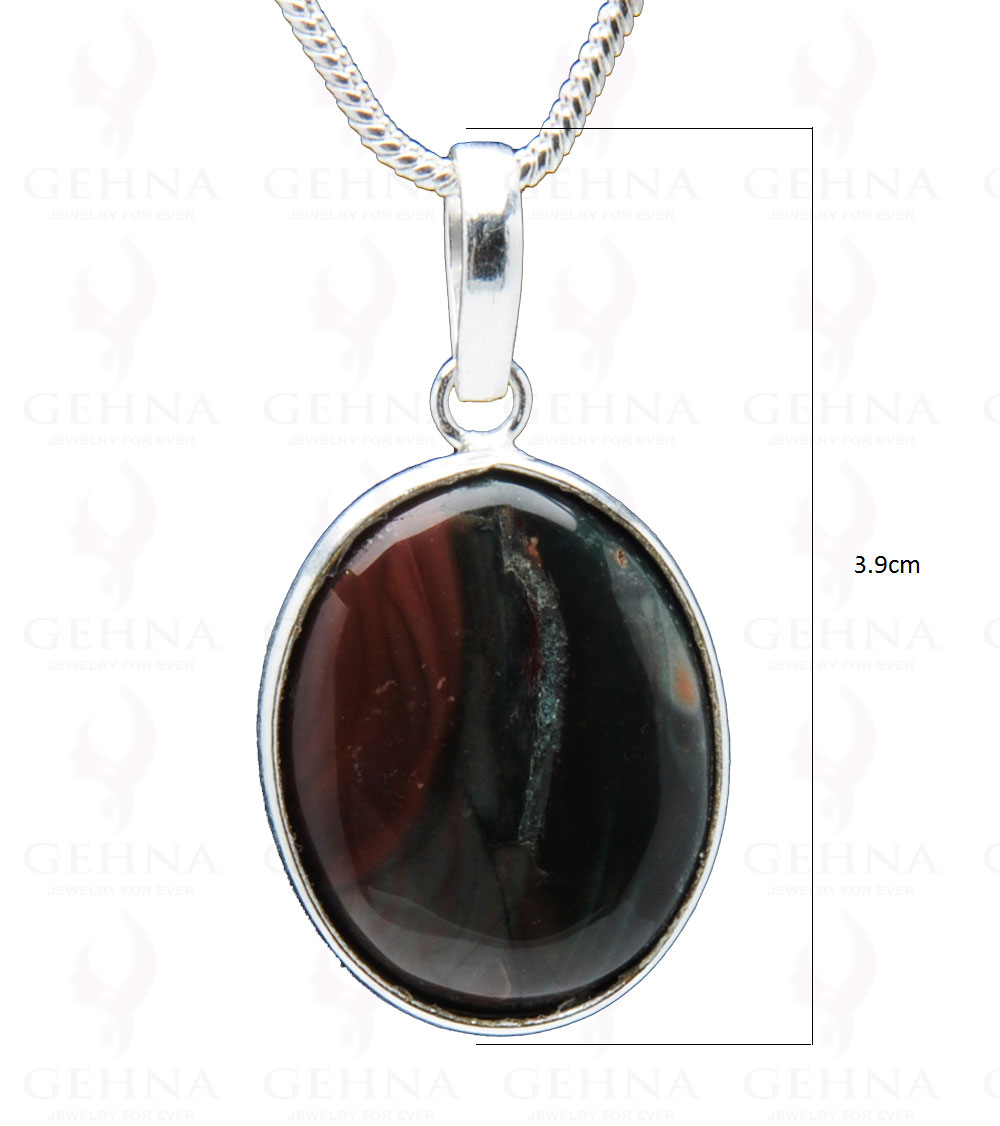 Jasper Gemstone Studded Pendant In.925 Silver Overlay GP3997