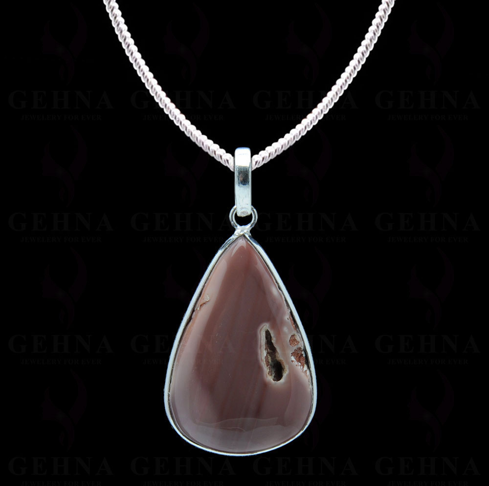 Creek Jasper Gemstone Studded Pendant In.925 Silver Overlay GP4003