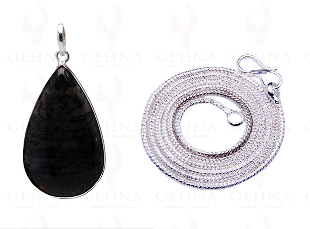 Dendritic Agate Gemstone Studded Pendant In.925 Silver Overlay GP4006