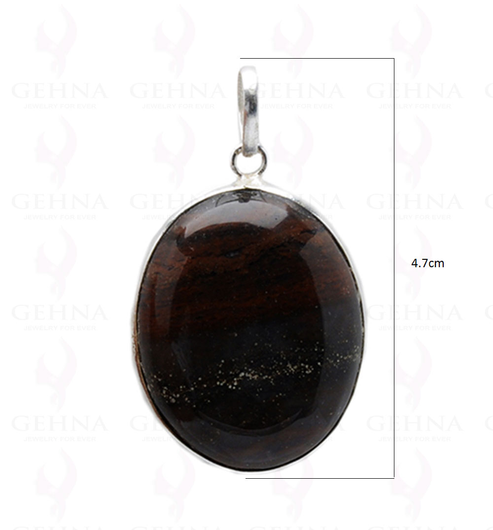 Iron Tiger’S Eye Gemstone Studded Pendant In.925 Silver Overlay GP4008