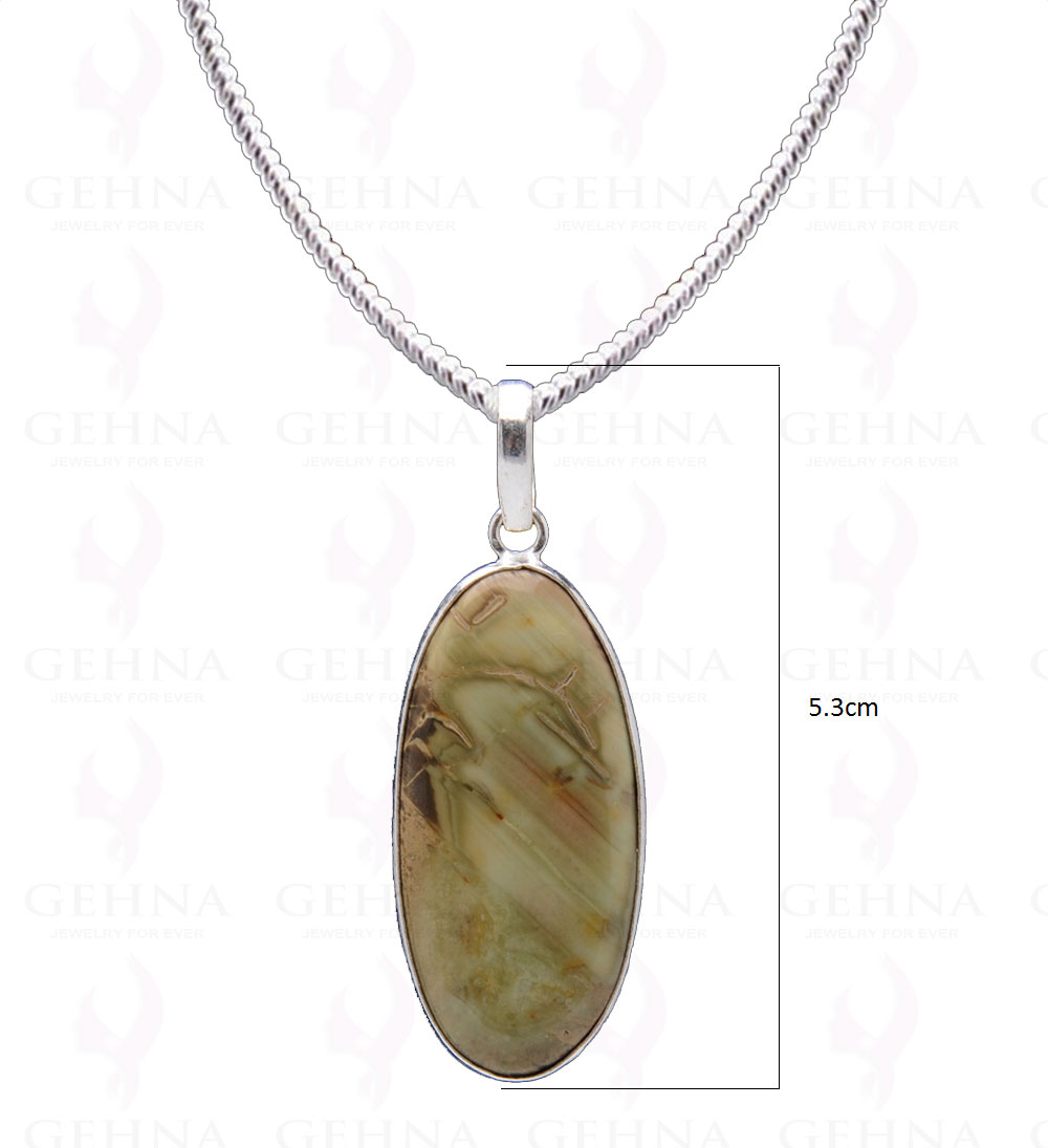 Green Creek Jasper Gemstone Studded Pendant In.925 Silver Overlay GP4010