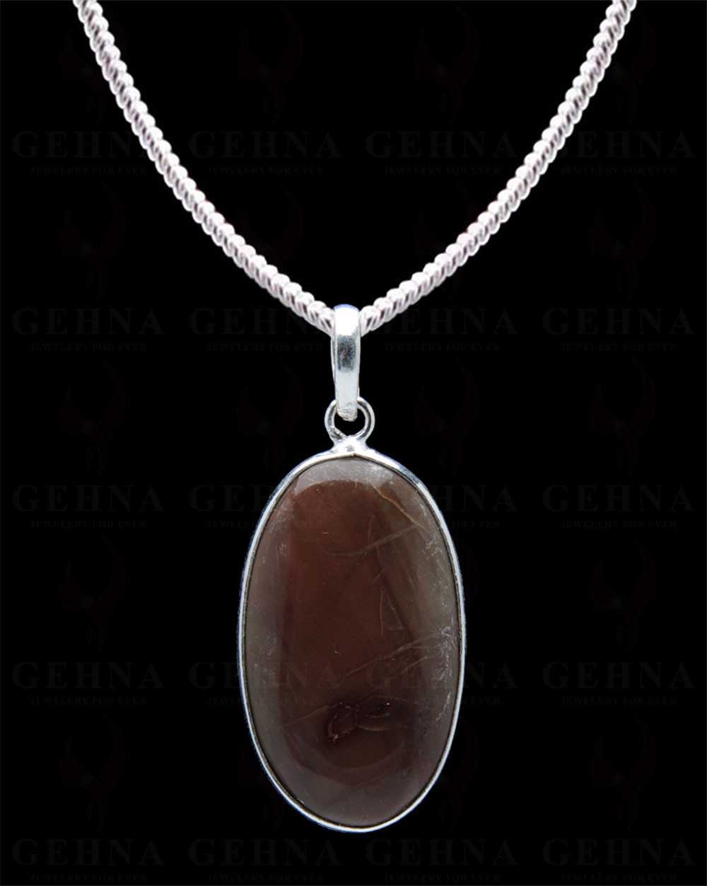 Creek Jasper Gemstone Studded Pendant In.925 Silver Overlay GP4011