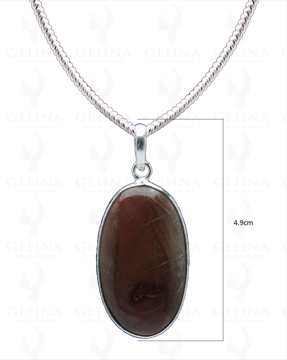 Creek Jasper Gemstone Studded Pendant In.925 Silver Overlay GP4011