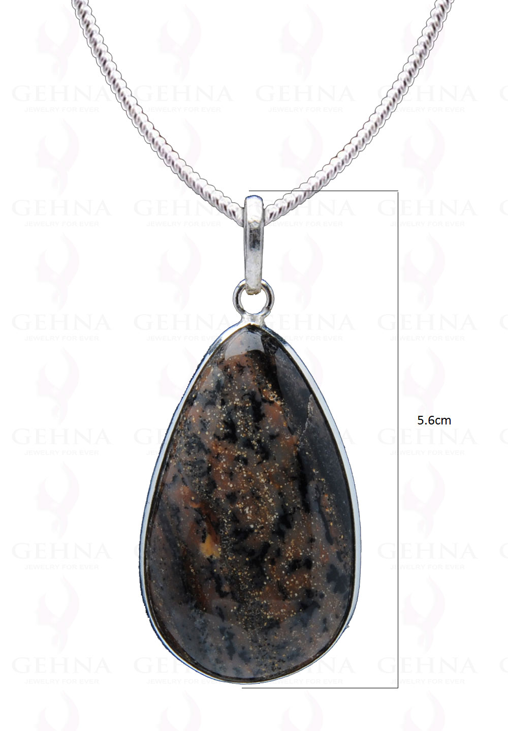 Iron Tiger’S Eye Gemstone Studded Pendant In.925 Silver Overlay GP4013