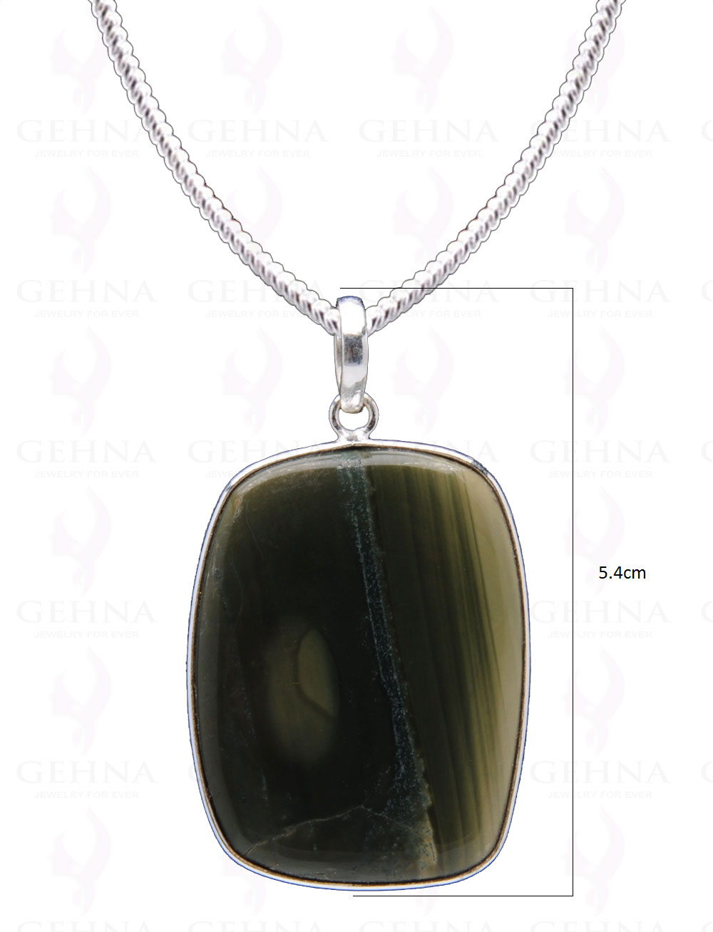 Green Creek Jasper Gemstone Studded Pendant In.925 Silver Overlay GP4014