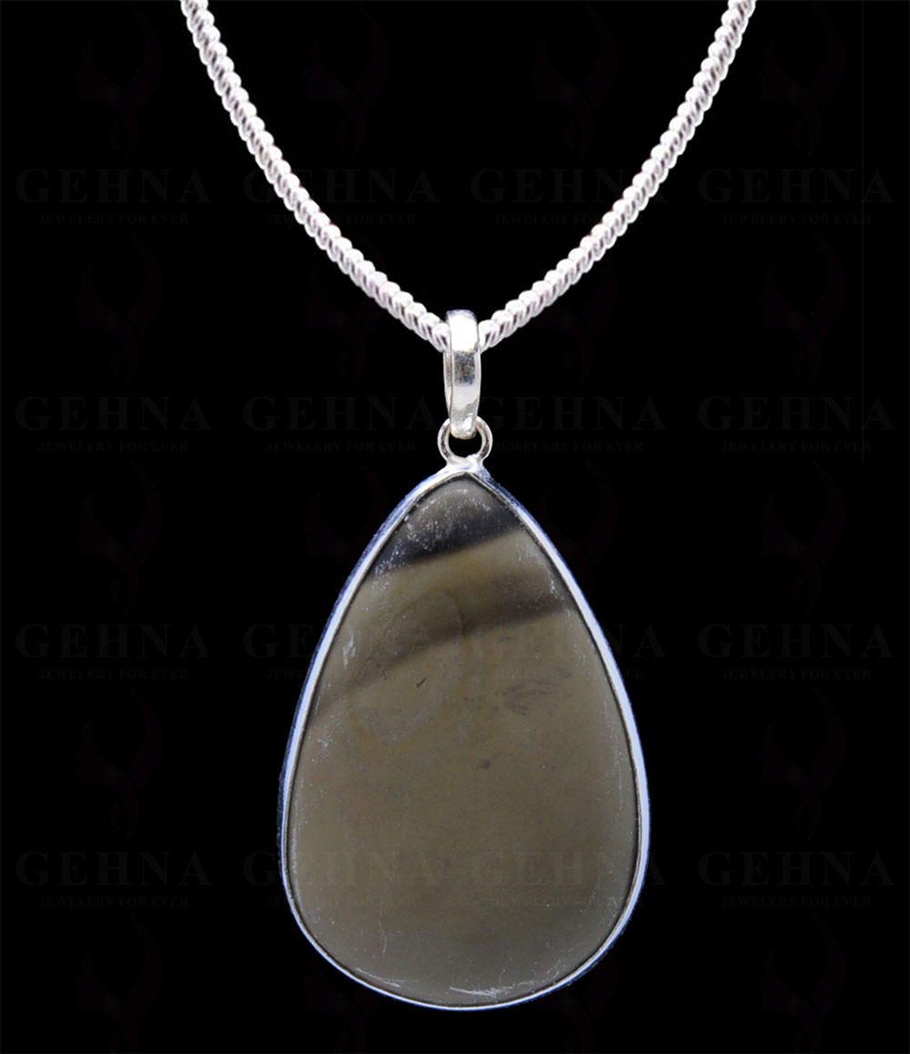 Desert Sage Jasper Gemstone Studded Pendant In.925 Silver Overlay GP4016