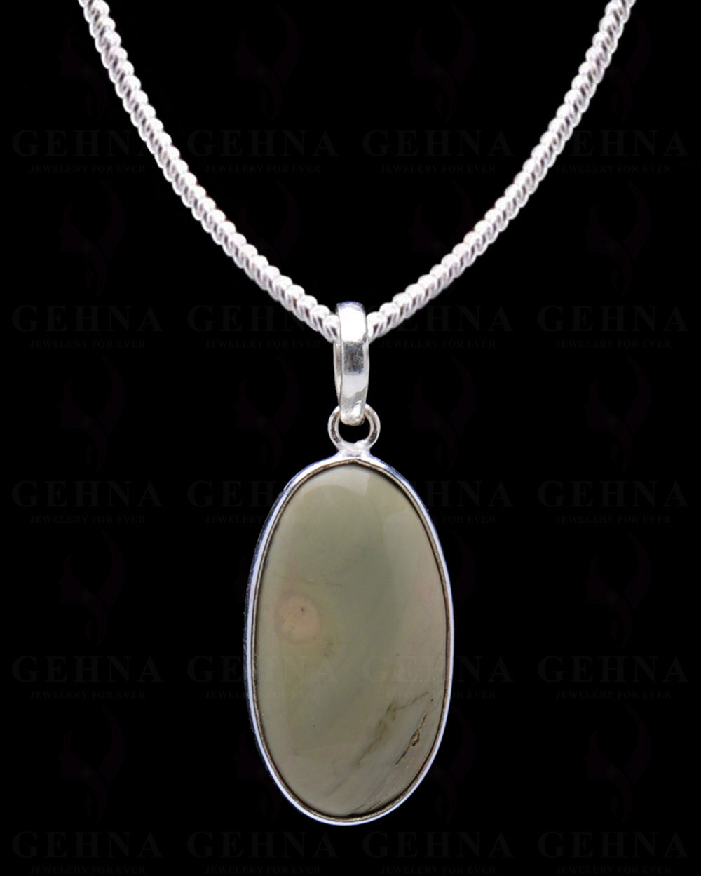 Green Creek Jasper Gemstone Studded Pendant In.925 Silver Overlay GP4019
