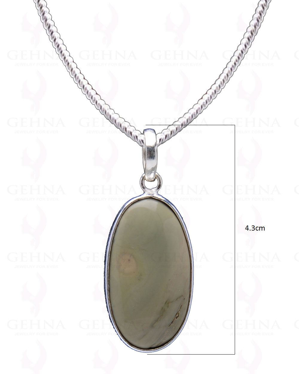 Green Creek Jasper Gemstone Studded Pendant In.925 Silver Overlay GP4019