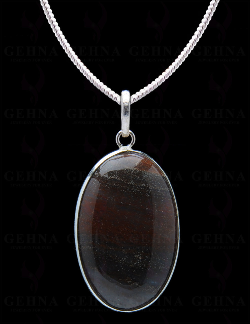 Iron Tiger’S Eye Gemstone Studded Pendant In.925 Silver Overlay GP4020