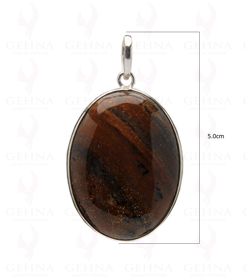 Iron Tiger’S Eye Gemstone Studded Pendant In.925 Silver Overlay GP4022