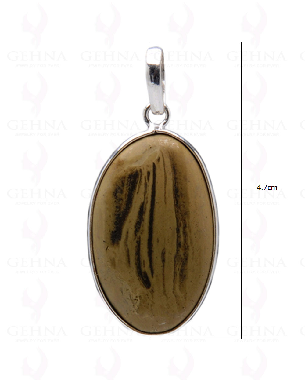 Desert Sage Jasper Gemstone Studded Pendant In.925 Silver Overlay GP4023