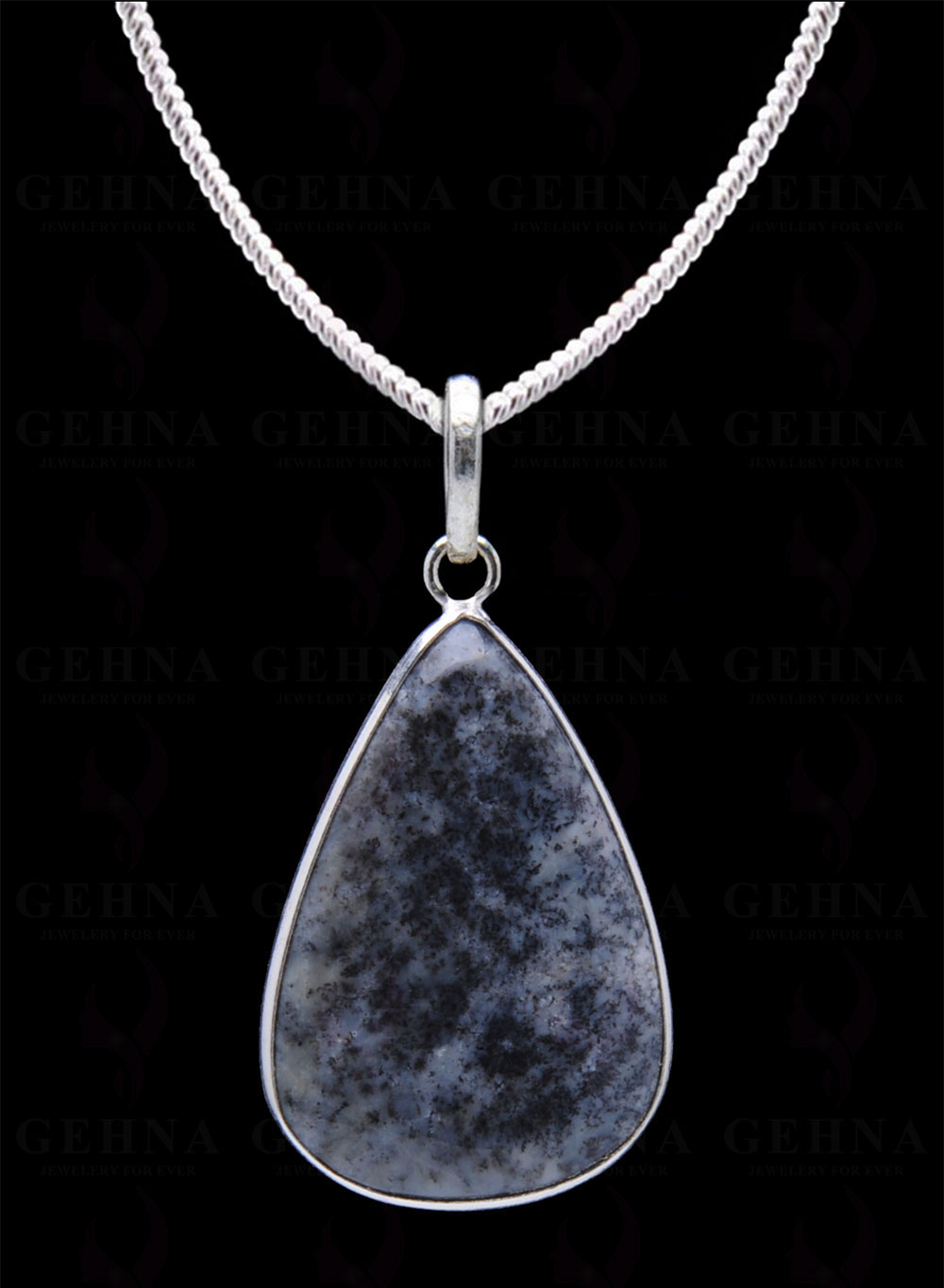 Dendritic Agate Gemstone Studded Pendant In.925 Silver Overlay GP4025