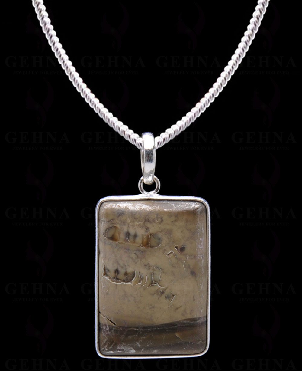 Desert Sage Jasper Gemstone Studded Pendant In.925 Silver Overlay GP4027