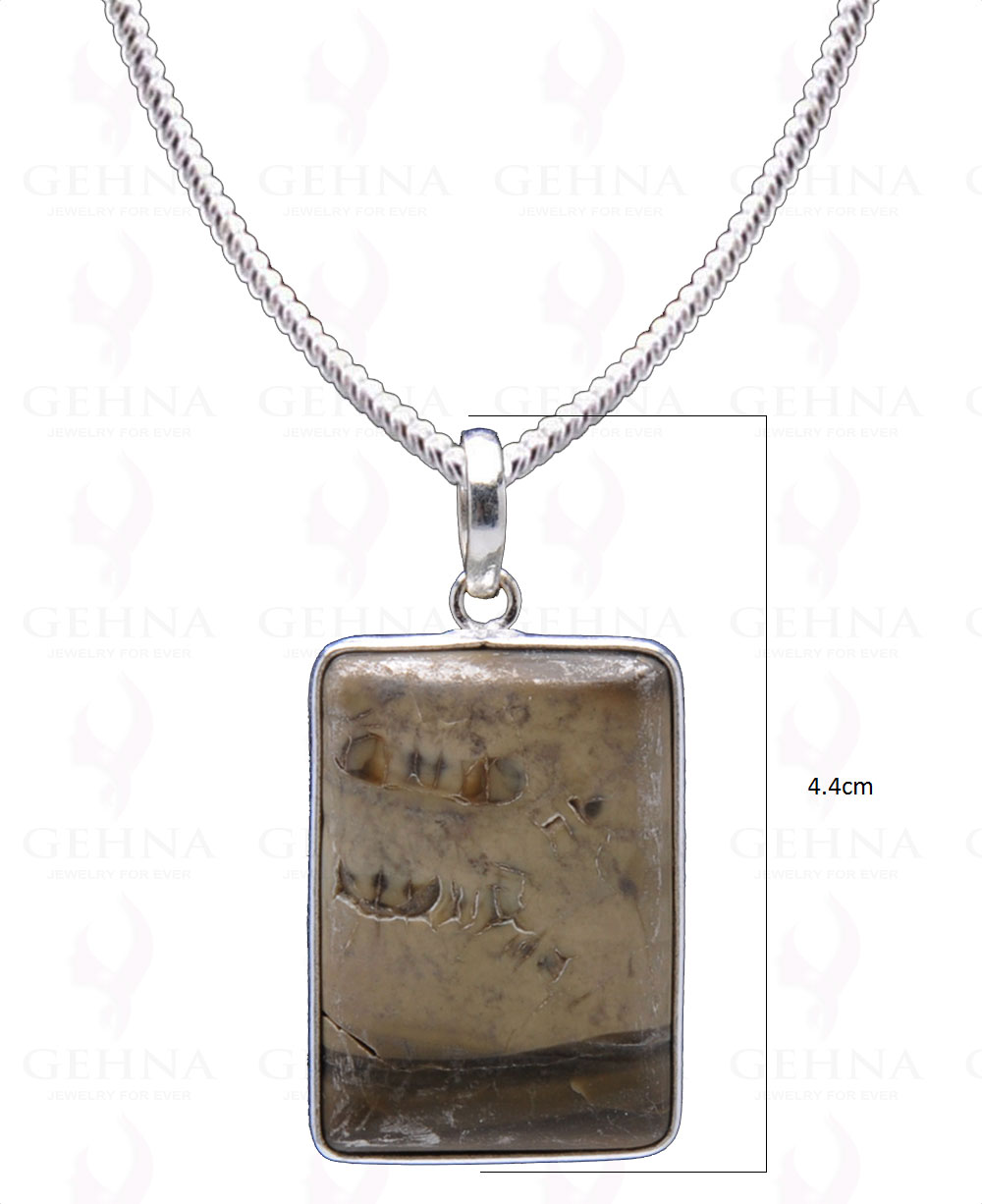 Desert Sage Jasper Gemstone Studded Pendant In.925 Silver Overlay GP4027