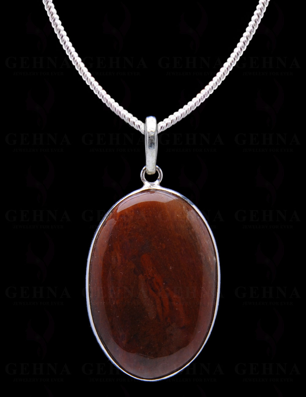 Iron Tiger’S Eye Gemstone Studded Pendant In.925 Silver Overlay GP4028
