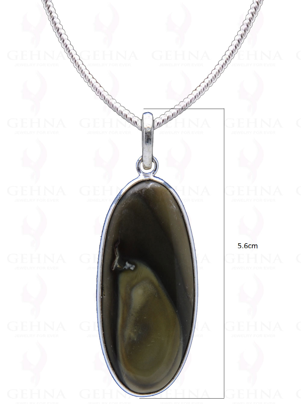 Green Creek Jasper Gemstone Studded Pendant In.925 Silver Overlay GP4032