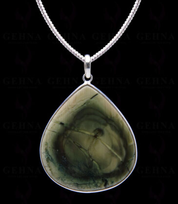 Green Creek Jasper Gemstone Studded Pendant In.925 Silver Overlay GP4033