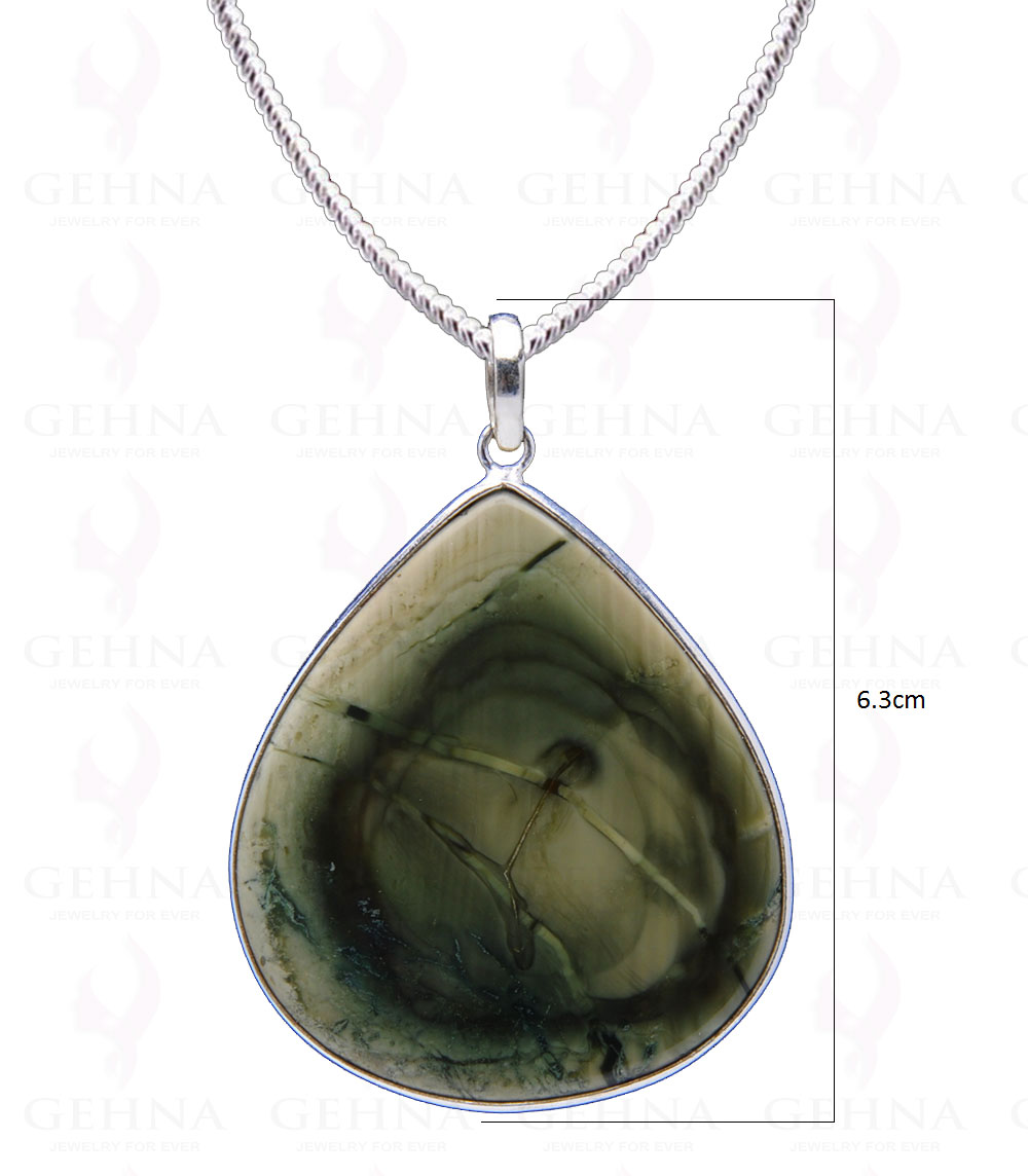 Green Creek Jasper Gemstone Studded Pendant In.925 Silver Overlay GP4033