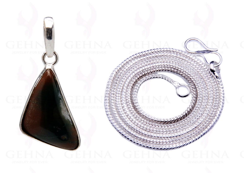 Creek Jasper Gemstone Studded Pendant In.925 Silver Overlay GP4036