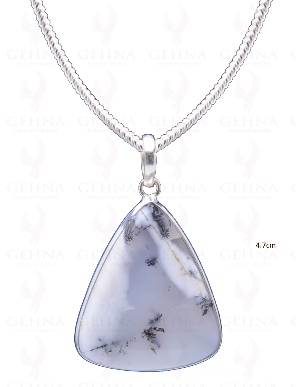 Dendritic Agate Gemstone Studded Pendant In.925 Silver Overlay GP4038