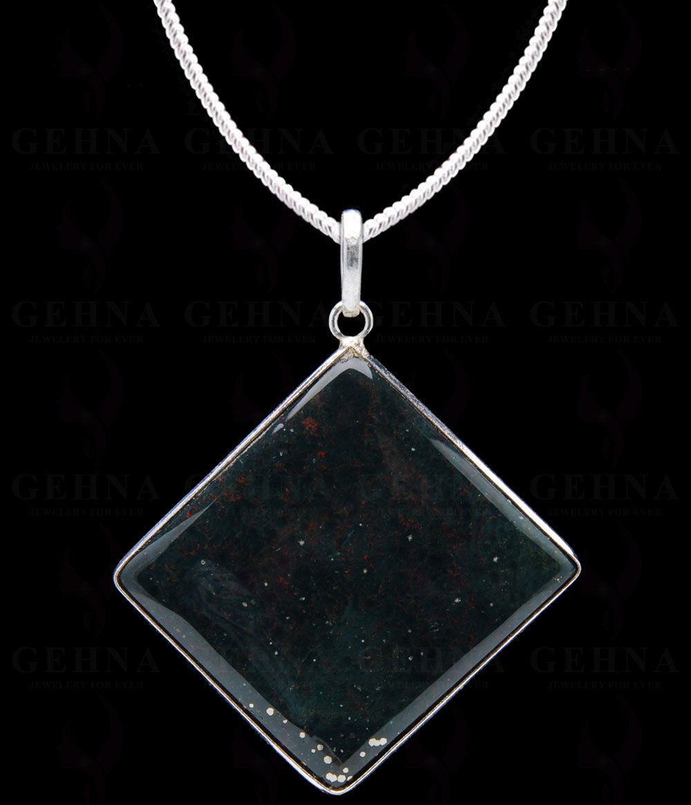 Heliotrope Gemstone Studded Pendant In.925 Silver Overlay GP4040