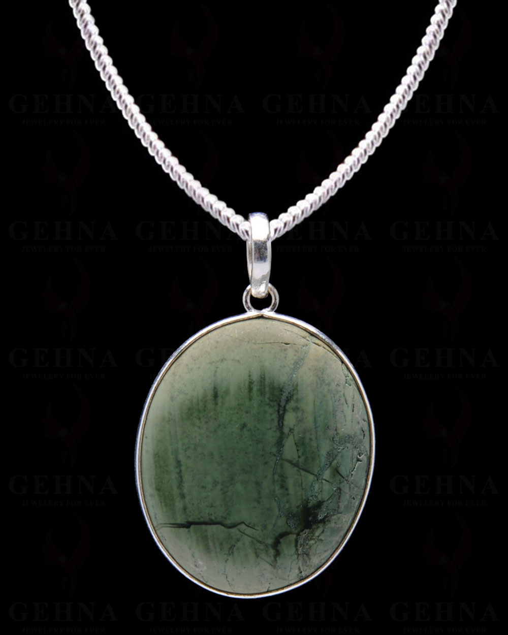Desert Sage Jasper Gemstone Studded Pendant In.925 Silver Overlay GP4042