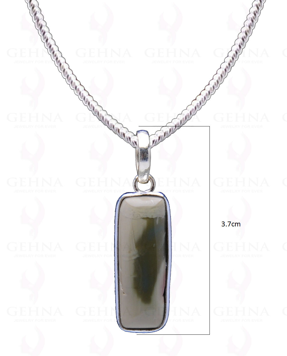 Green Creek Jasper Gemstone Studded Pendant In.925 Silver Overlay GP4043