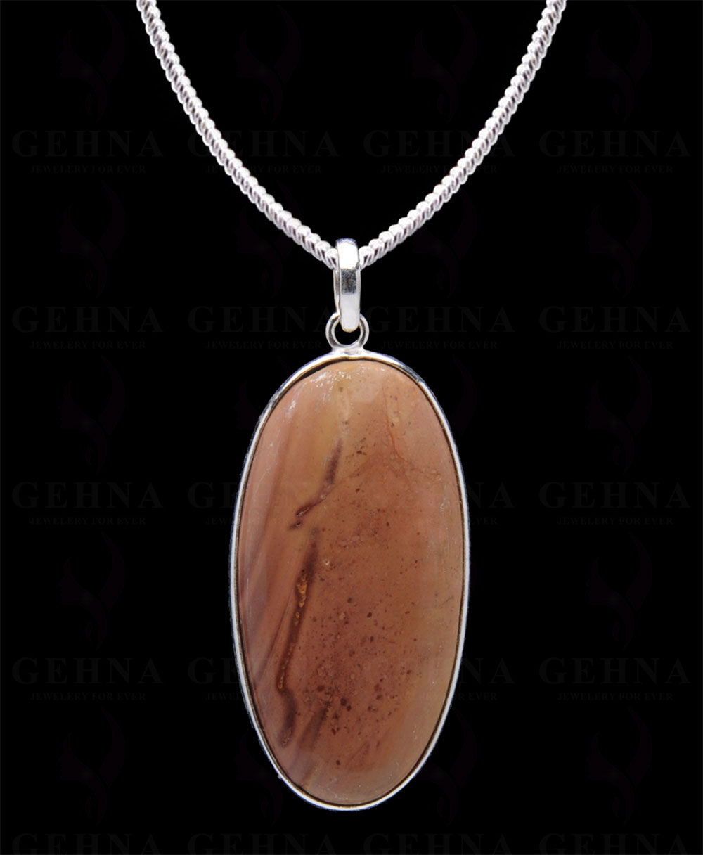 Creek Jasper Gemstone Studded Pendant In.925 Silver Overlay GP4044