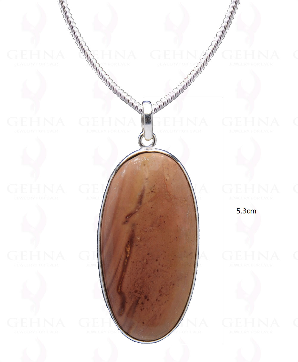 Creek Jasper Gemstone Studded Pendant In.925 Silver Overlay GP4044
