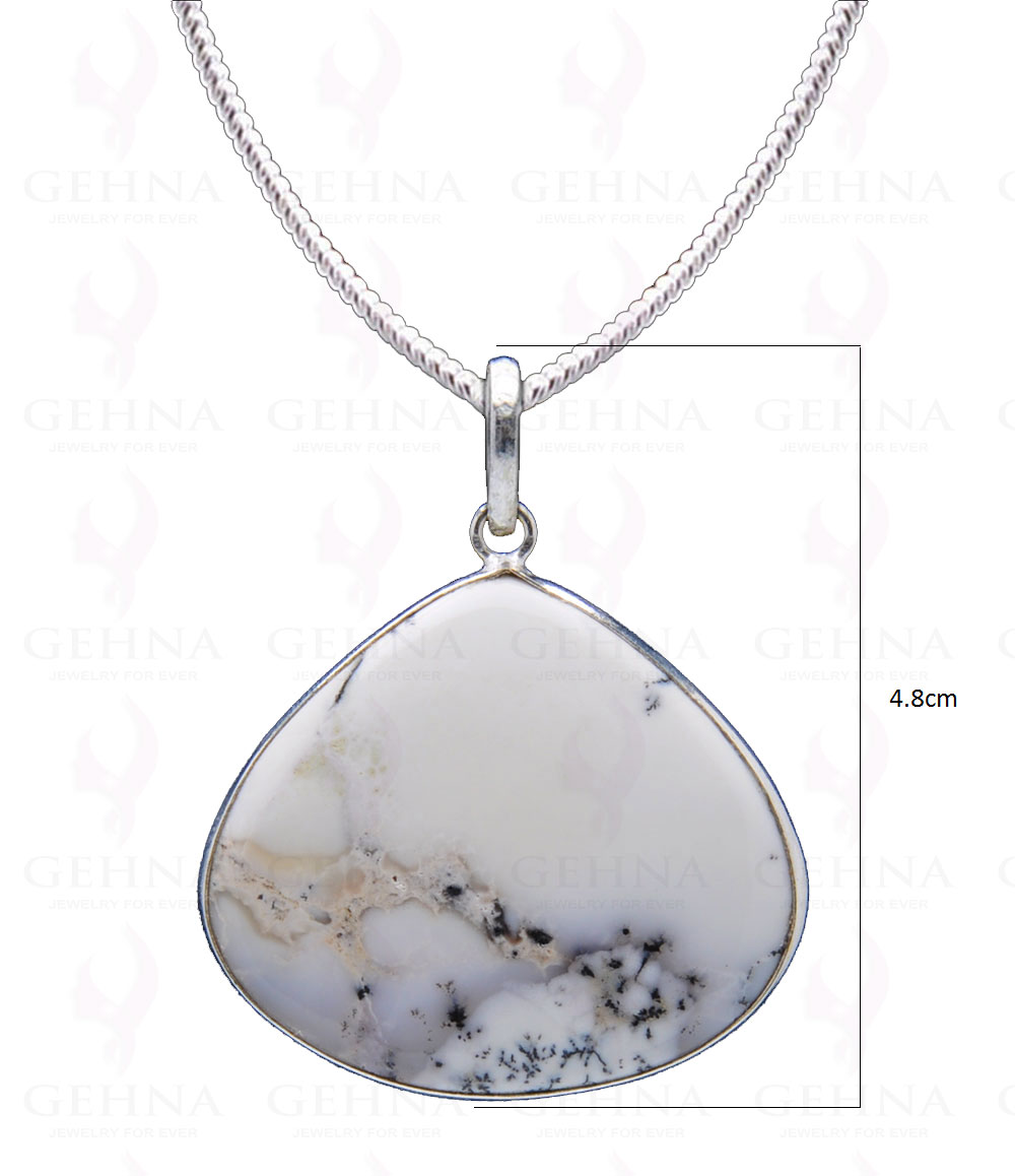 Dendritic Agate Gemstone Studded Pendant In.925 Silver Overlay GP4046
