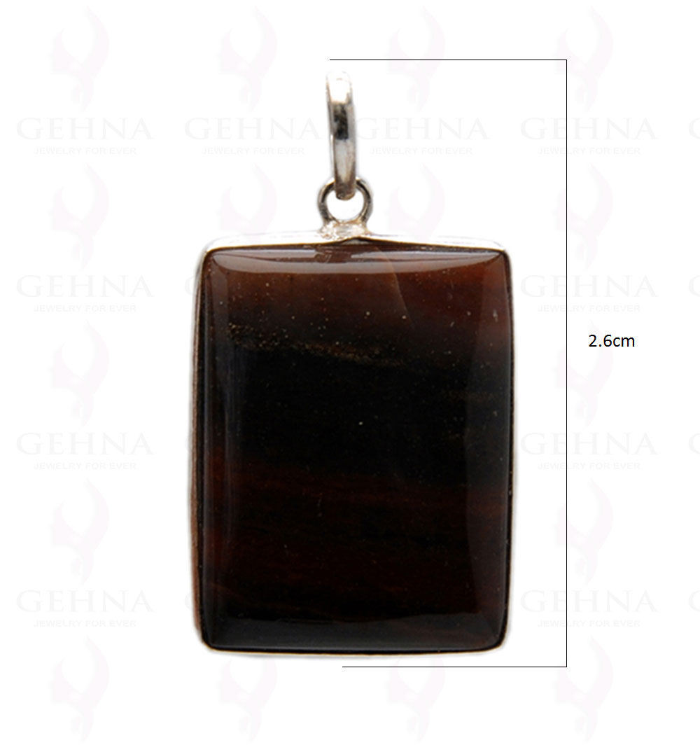 Iron Tiger’S Eye Gemstone Studded Pendant In.925 Silver Overlay GP4047