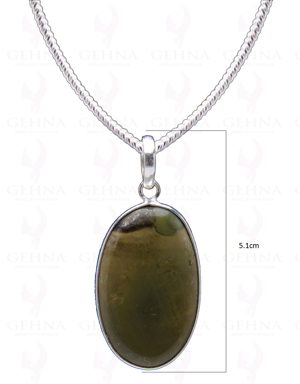 Green Creek Jasper Gemstone Studded Pendant In.925 Silver Overlay GP4048