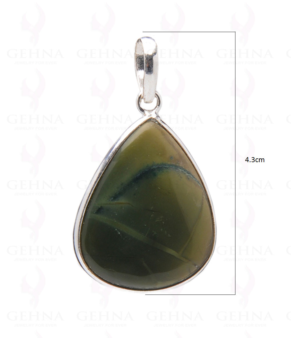 Green Creek Jasper Gemstone Studded Pendant In.925 Silver Overlay GP4052