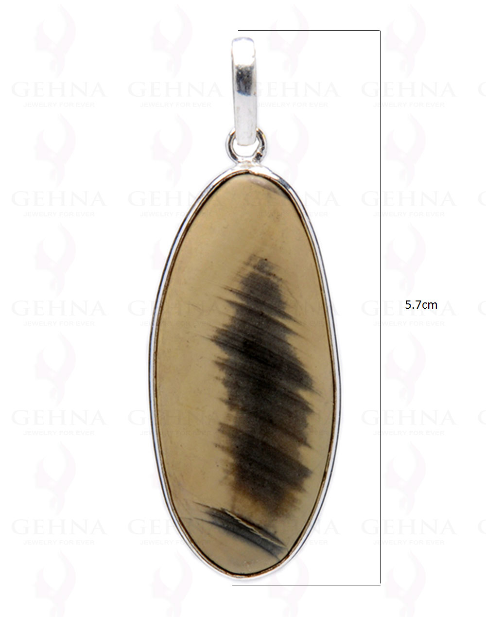 Desert Sage Jasper Gemstone Studded Pendant In.925 Silver Overlay GP4055