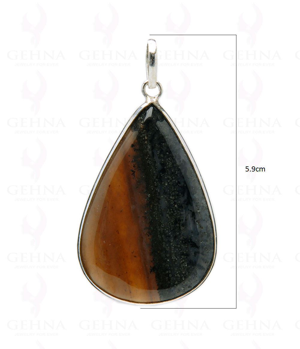 Iron Tiger’S Eye Gemstone Studded Pendant In.925 Silver Overlay GP4056