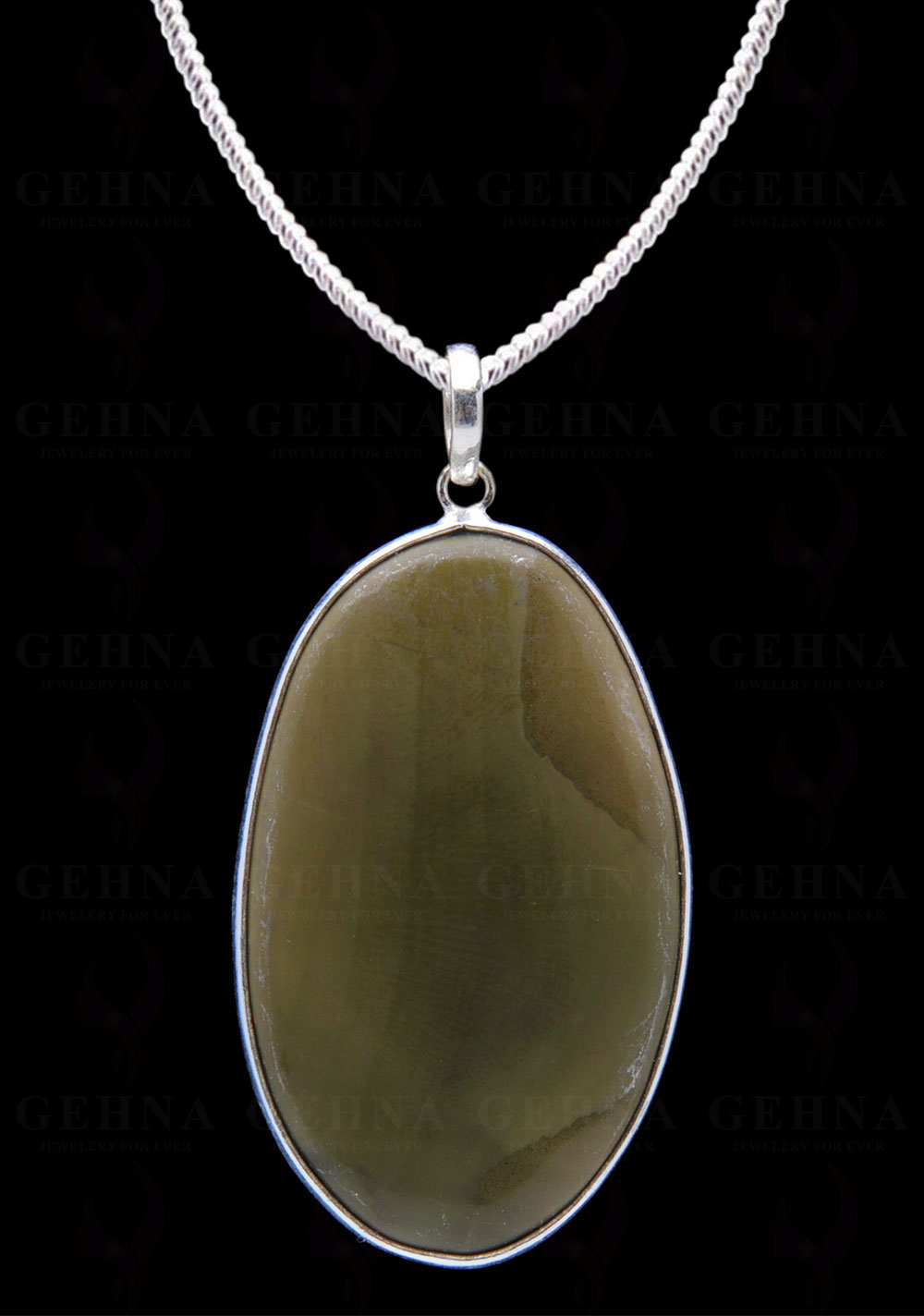 Desert Sage Jasper Gemstone Studded Pendant In.925 Silver Overlay GP4057