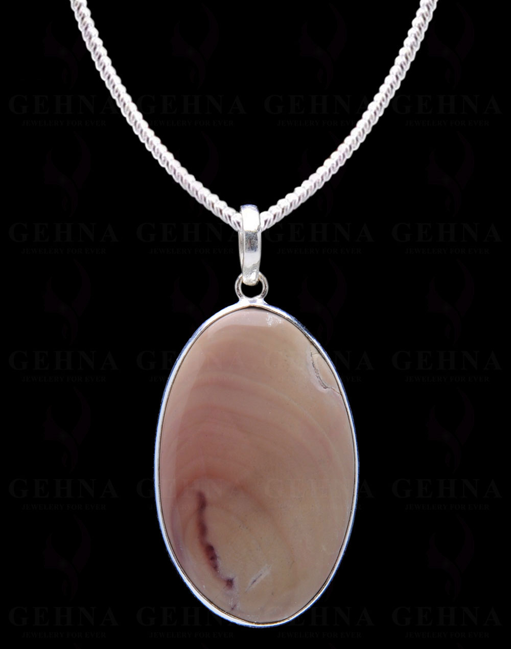 Creek Jasper Gemstone Studded Pendant In.925 Silver Overlay GP4061