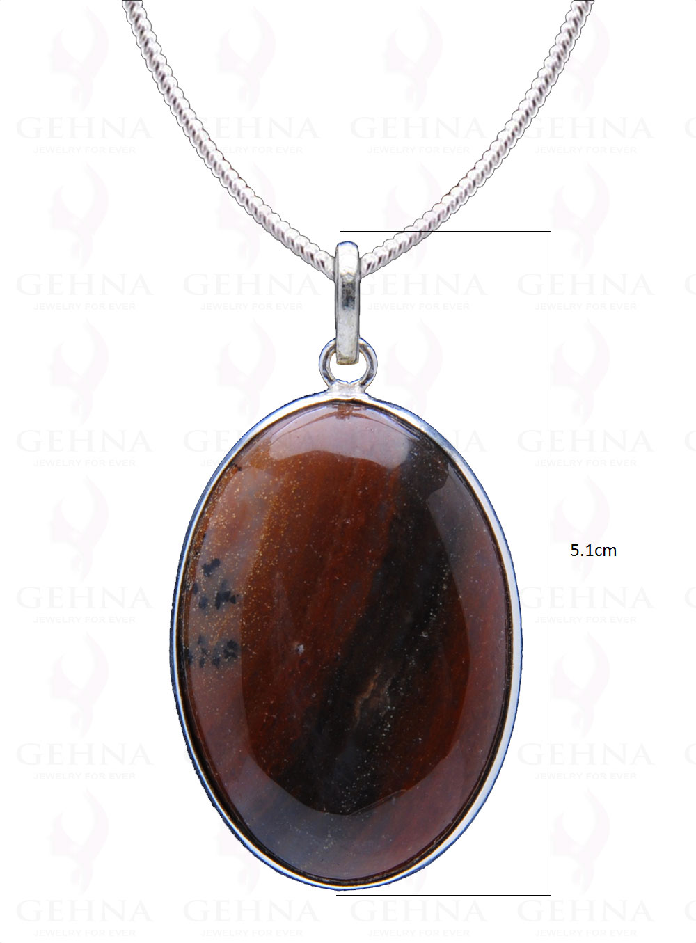 Iron Tiger’S Eye Gemstone Studded Pendant In.925 Silver Overlay GP4067