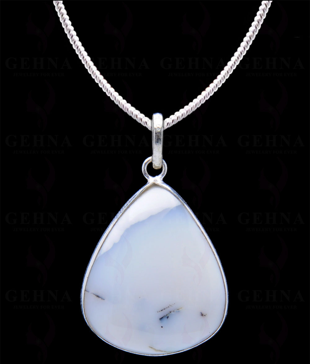 Dendritic Agate Gemstone Studded Pendant In.925 Silver Overlay GP4068