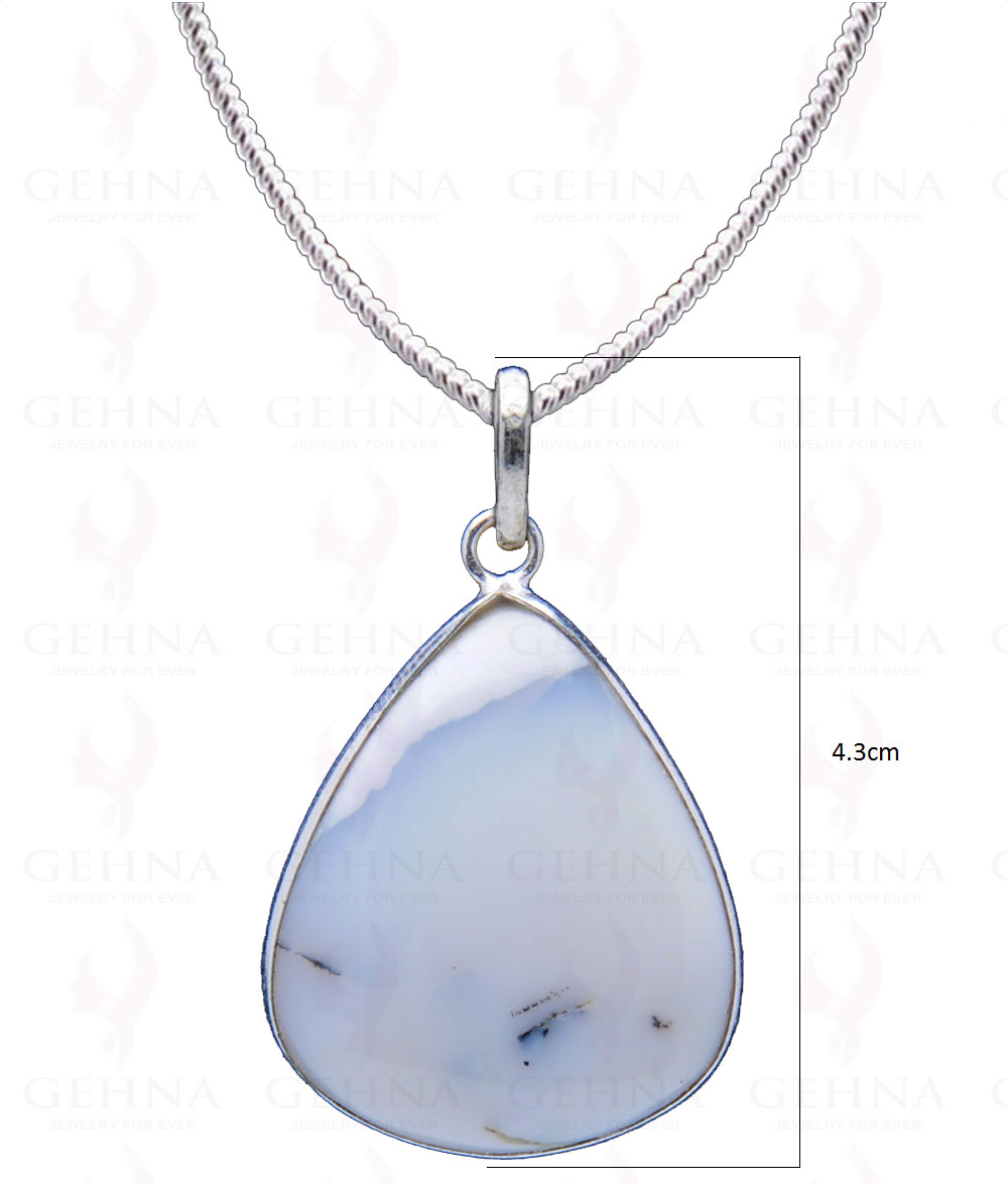 Dendritic Agate Gemstone Studded Pendant In.925 Silver Overlay GP4068