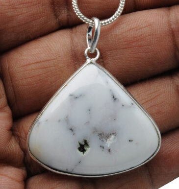Dendritic Agate Gemstone Studded Pendant In.925 Silver Overlay GP4079