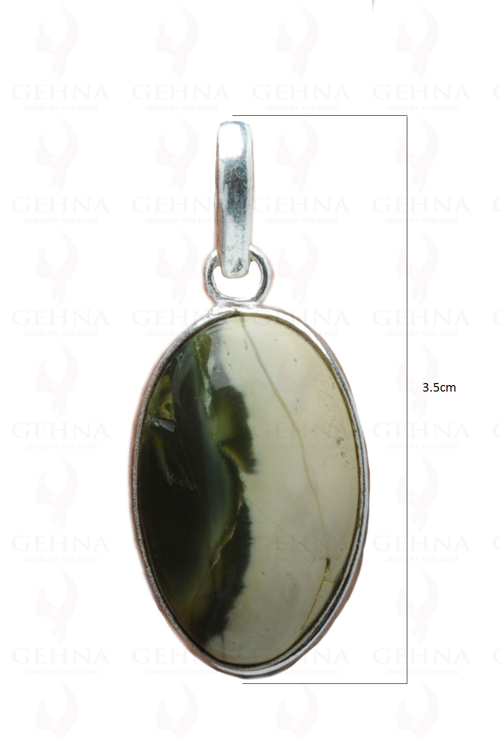 Creek Jasper Gemstone Studded Pendant In.925 Silver Overlay GP4081