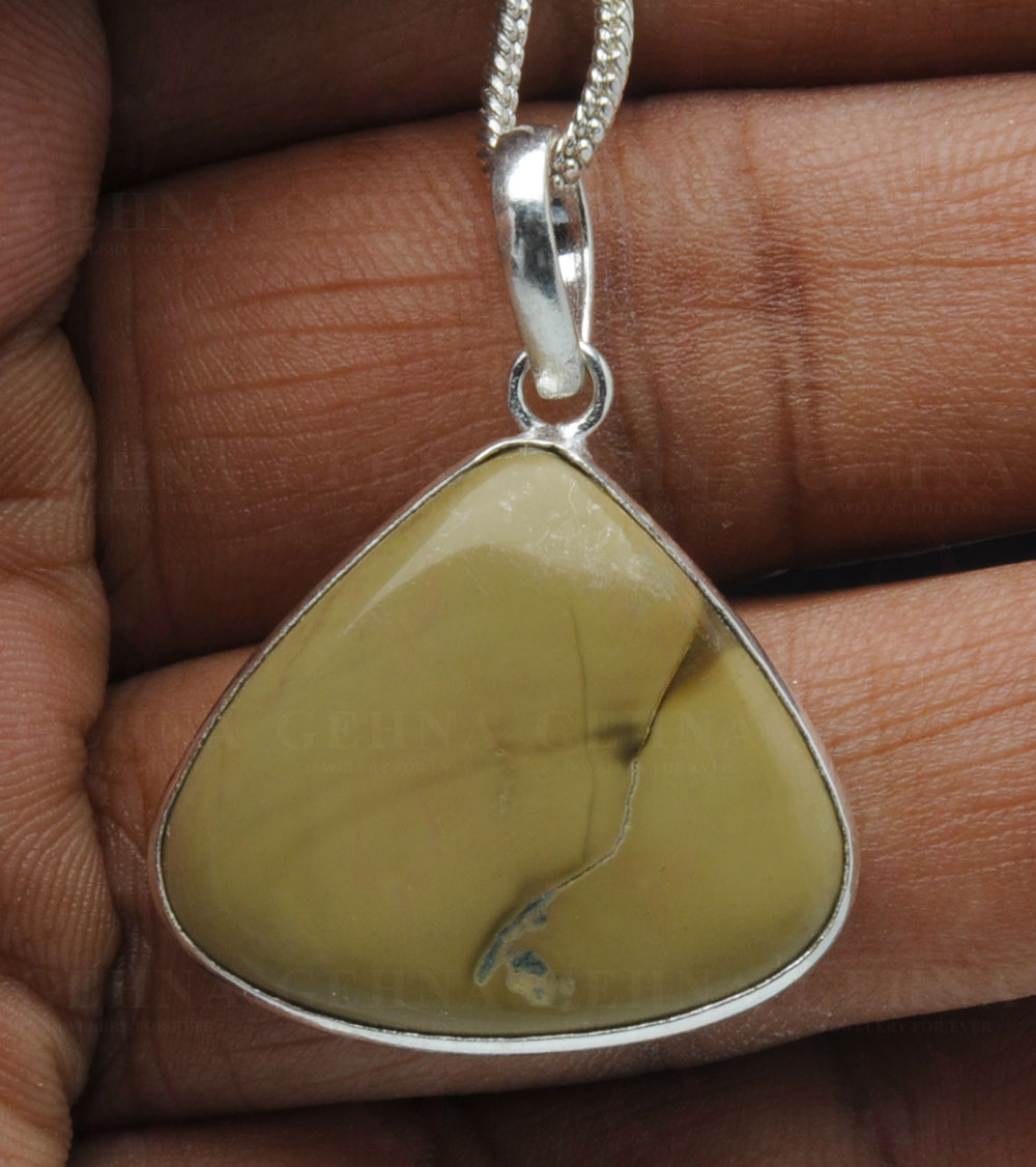 Creek Jasper Gemstone Studded Pendant In.925 Silver Overlay GP4088