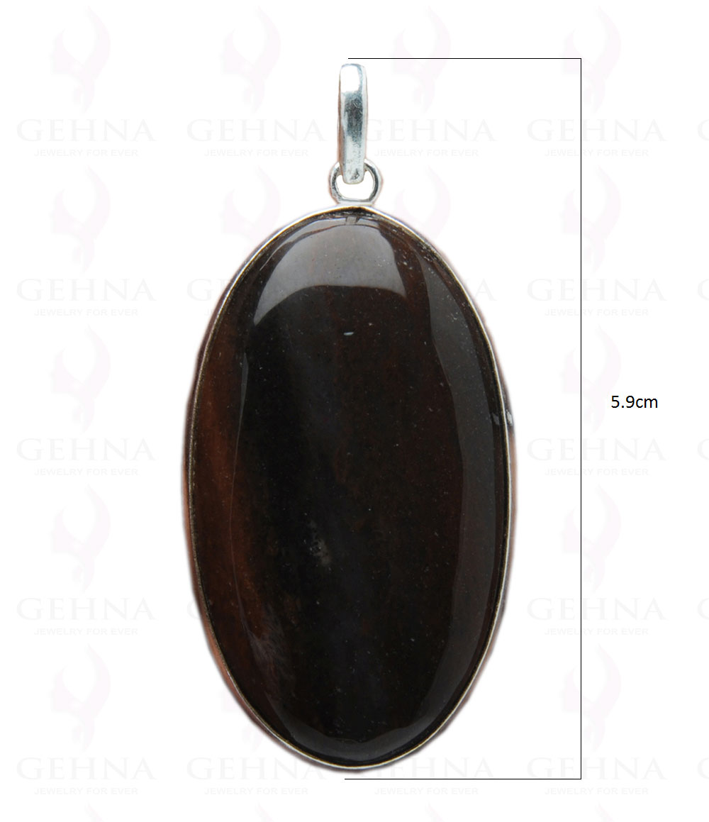 Iron Tiger’S Eye Gemstone Studded Pendant In.925 Silver Overlay GP4089