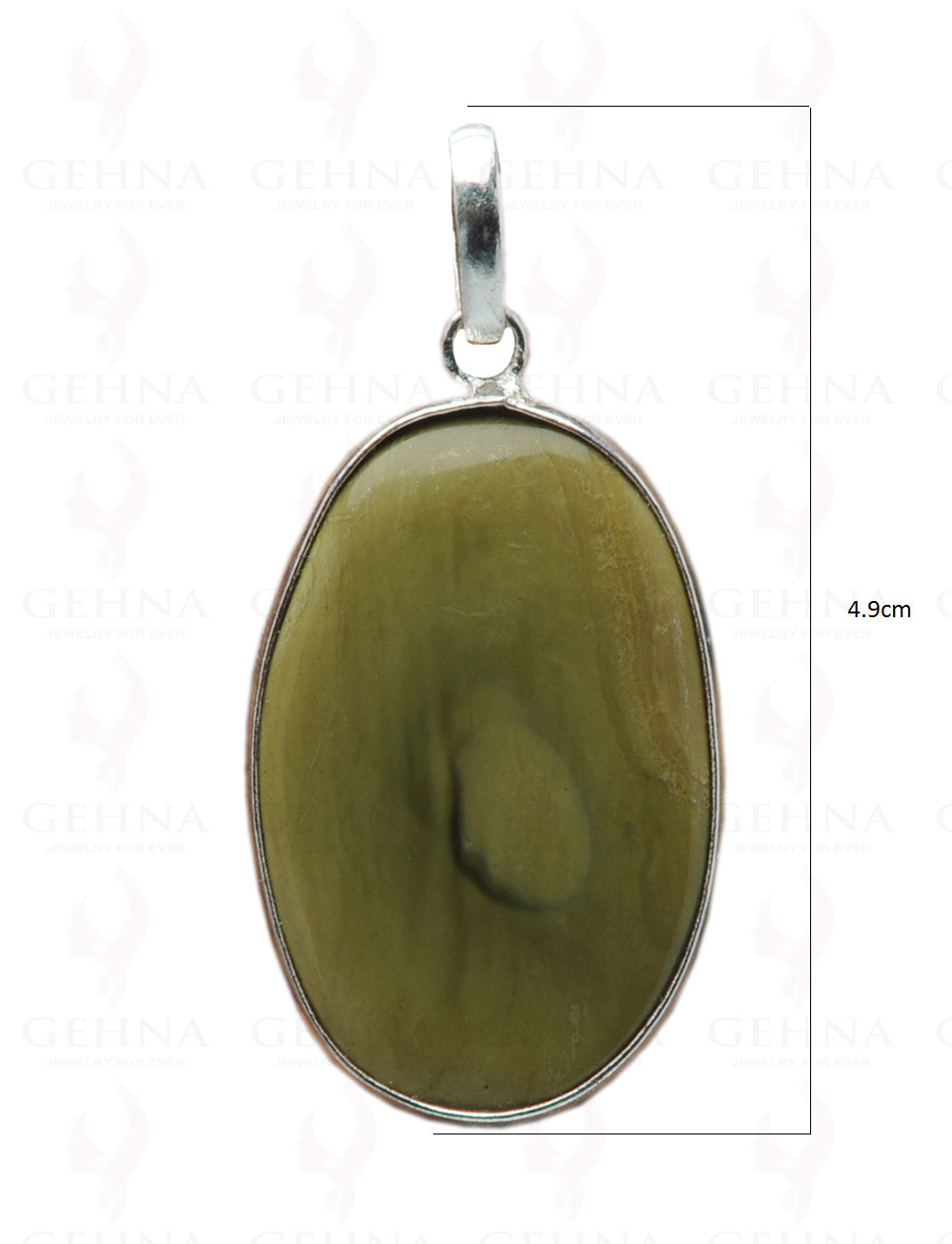 Desert Sage Jasper Gemstone Studded Pendant In.925 Silver Overlay GP4090
