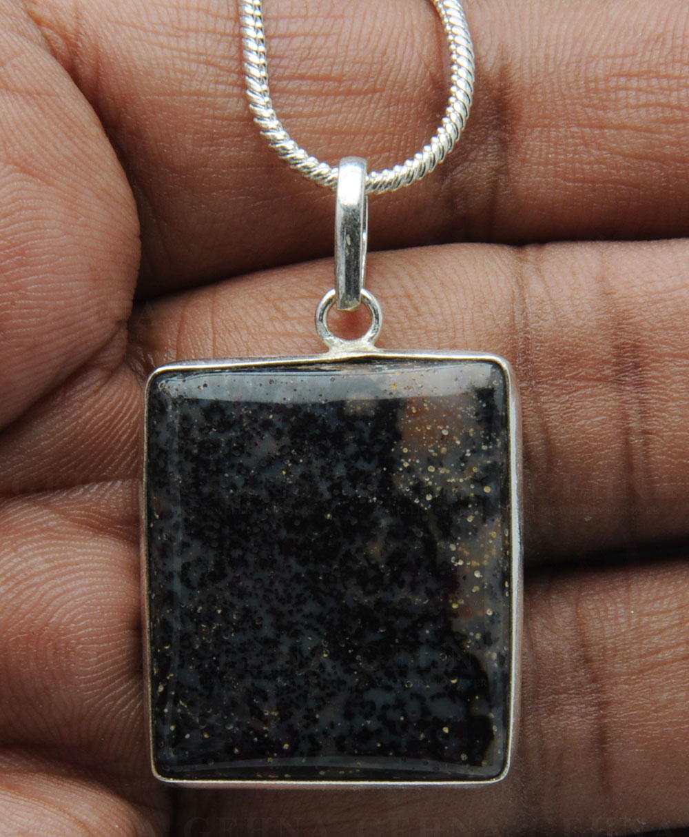 Dendritic Agate Gemstone Studded Pendant In.925 Silver Overlay GP4092