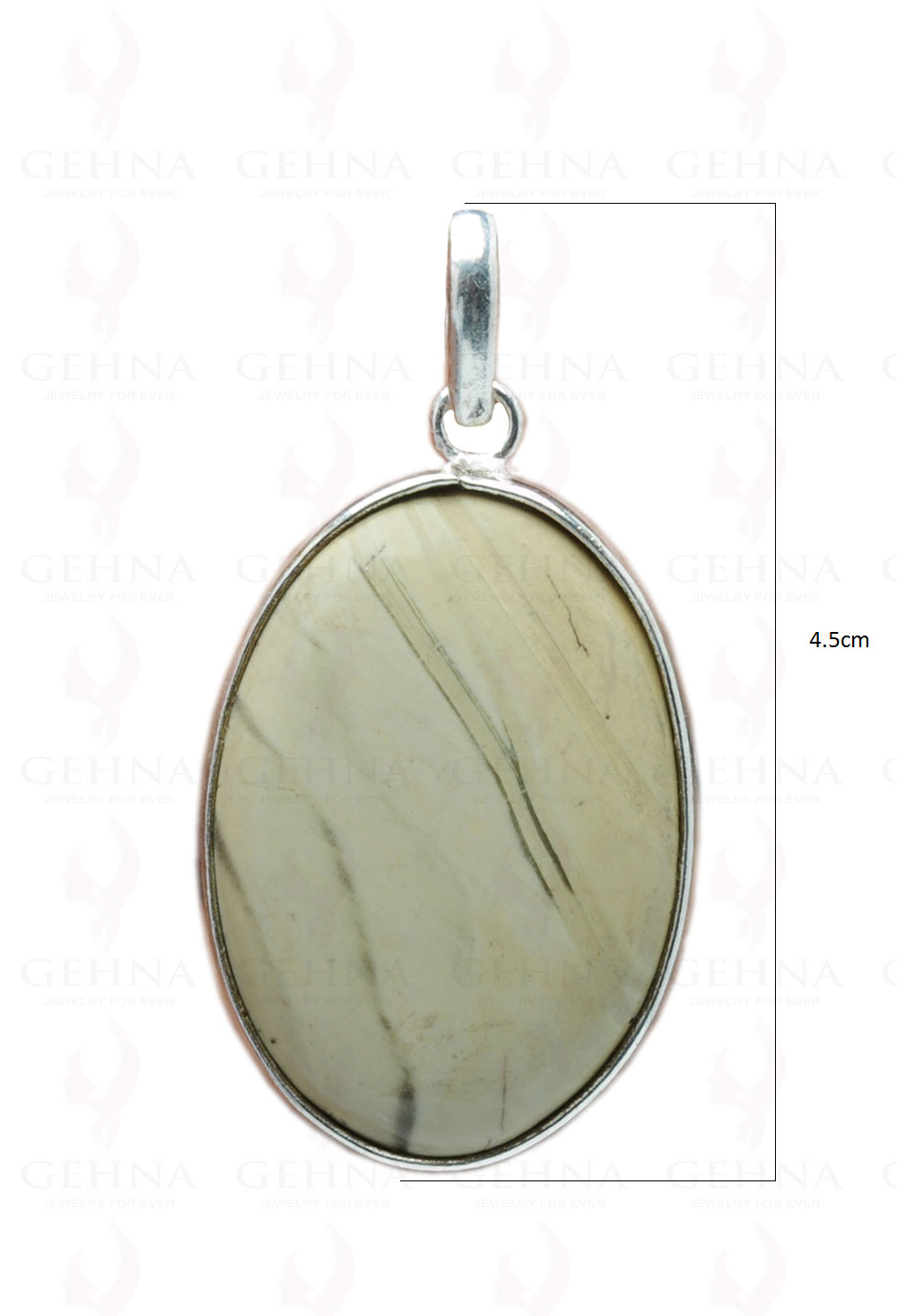 Creek Jasper Gemstone Studded Pendant In.925 Silver Overlay GP4100